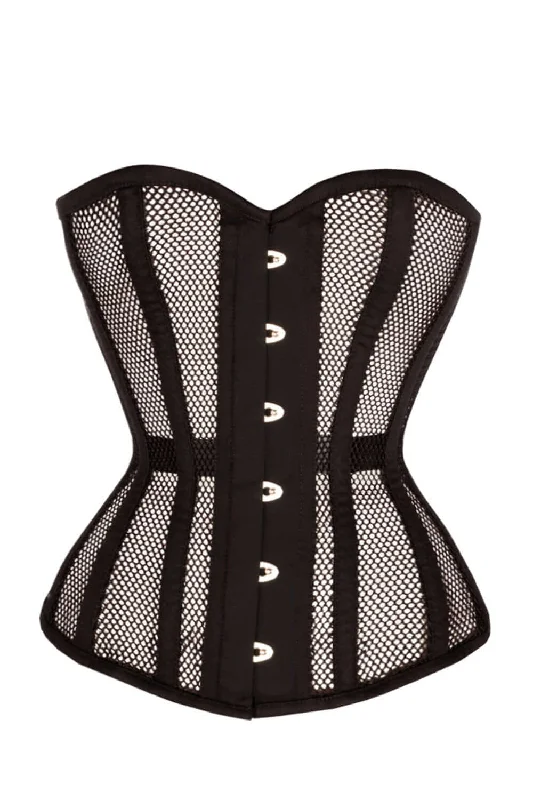 Black Mesh Waist Taming Overbust Corset