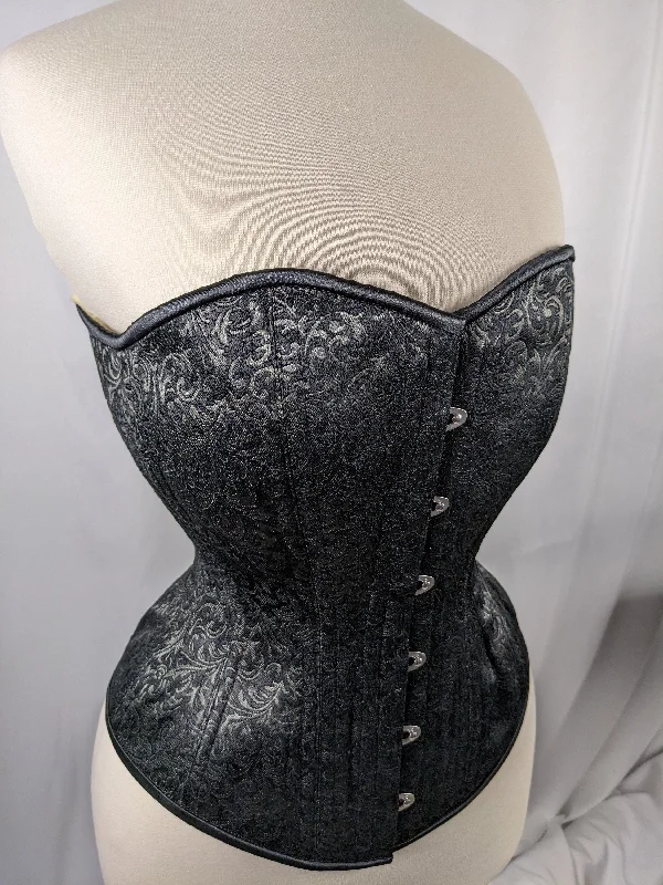 Black Raven Jacquard Brocade Steel Boned Large Bust Overbust Corset