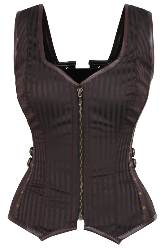 Brown Jacquard Steampunk Corset