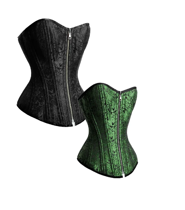 Black/ green Reversible Overbust Waist Training Corset