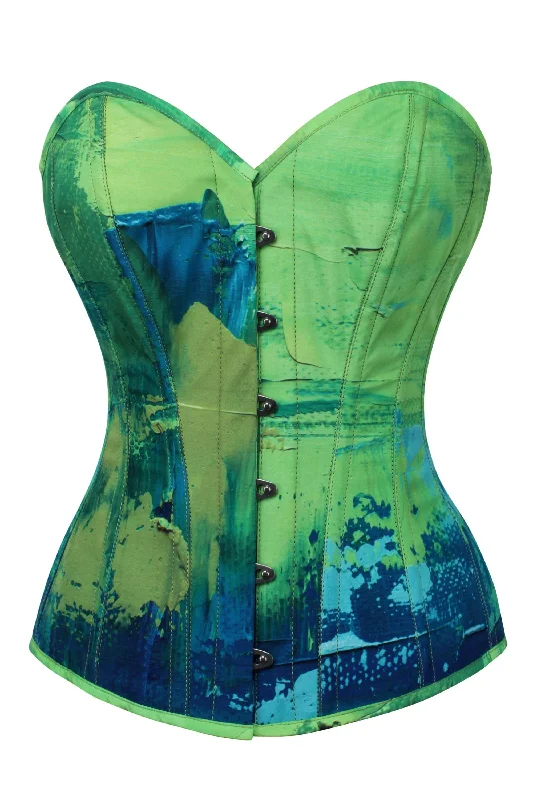 Green and Blue Colour Blot Overbust Corset