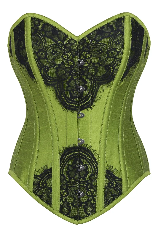 Green Waist Taming Overbust with Black Lace