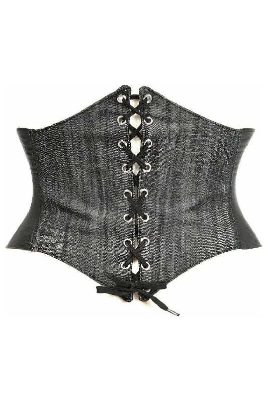 Lavish Black Denim Corset Belt Cincher