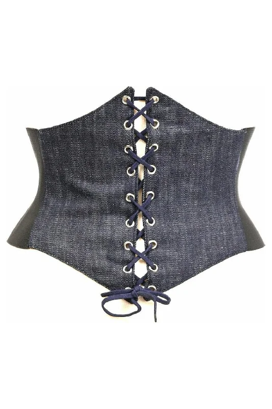 Lavish Blue Denim Corset Belt Cincher