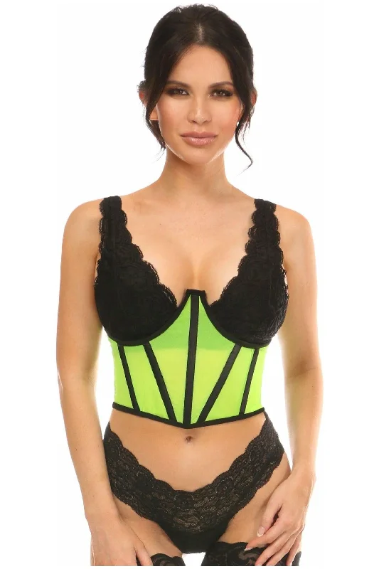 Lavish Neon Green Mesh Open Cup Waist Cincher