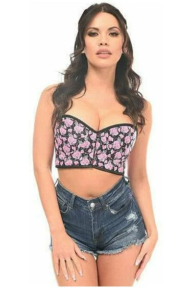 Lavish Pink Floral Underwire Short Bustier