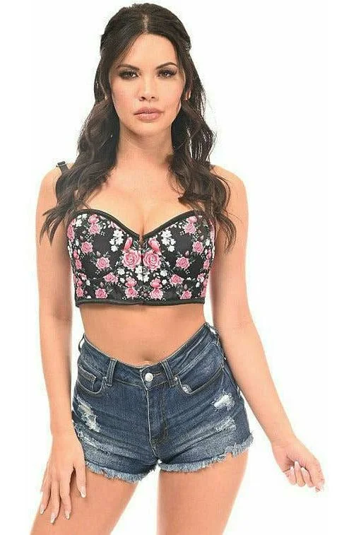 Lavish Pink Floral Underwire Short Bustier