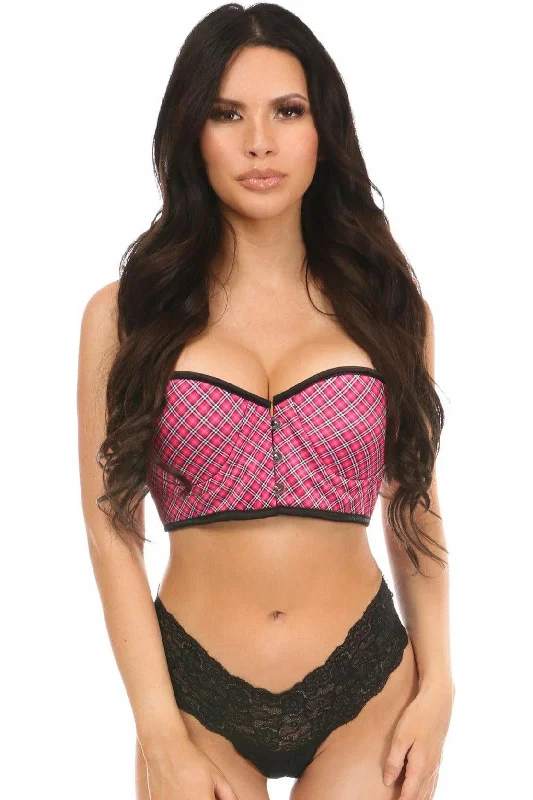 Lavish Pink Plaid Underwire Short Bustier