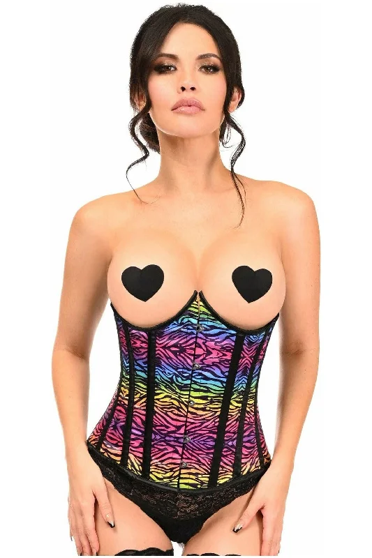 Lavish Rainbow Print Underwire Open Cup Underbust Corset