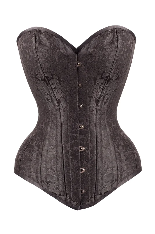 Long Black Brocade Expert Waist Training Corset