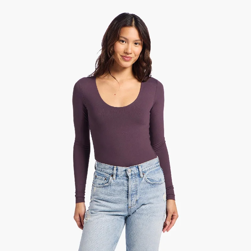 Long Sleeve Scoop Neck Bodysuit | Plum