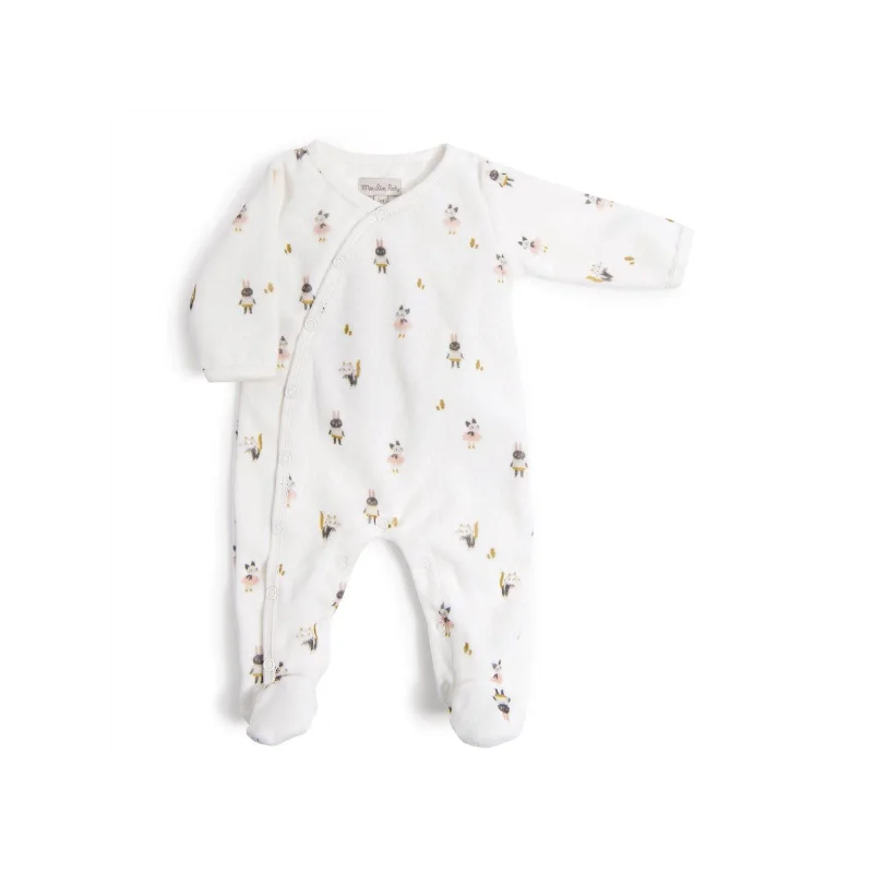 Moulin Roty Apres La Pluie Character Pattern Sleepsuit Offwhite