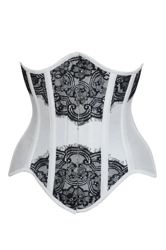 White Lace Overlay Underbust Corset