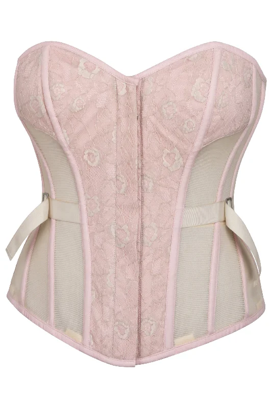 Sadie Prairie Pink Viscose and Lace Overbust Corset