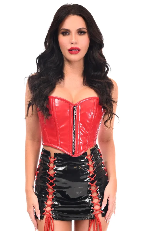 Top Drawer 2 PC Red/Black Zipper Bustier & Skirt Set