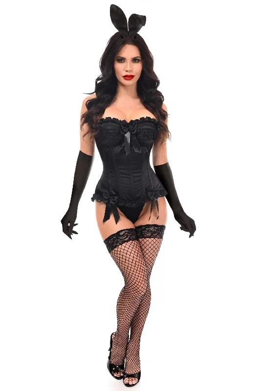 Top Drawer 4 PC Black Burlesque Bunny Corset Costume