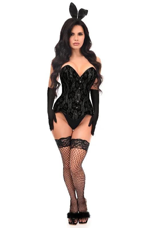 Top Drawer 4 PC Premium Black Bunny Corset Costume