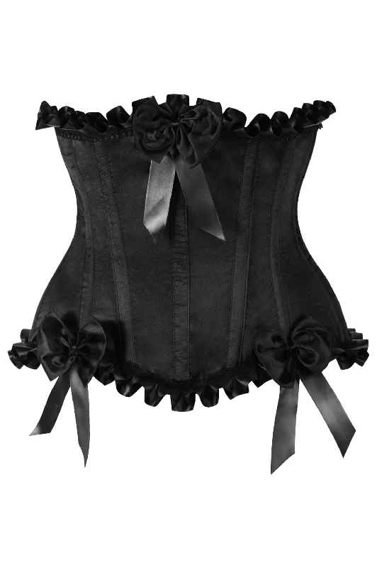 Top Drawer Black Steel Boned Burlesque Underbust Corset Waist Cincher