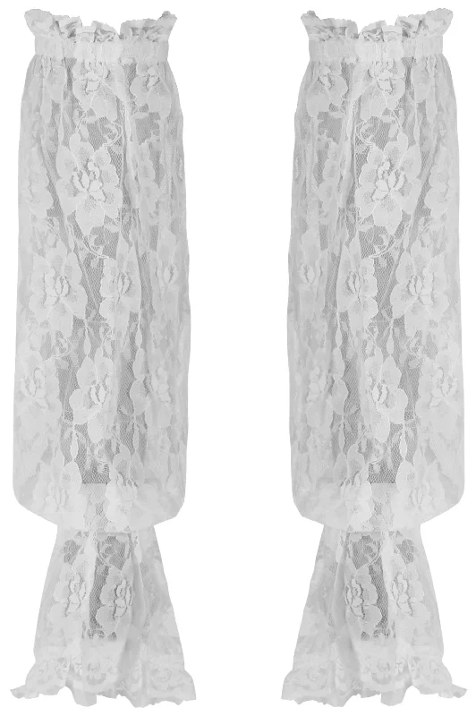 White Sheer Lace Smocked Sleeves