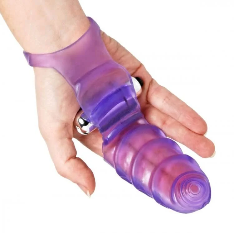 Frisky Double Finger Banger Vibrating G-Spot Glove - Purple