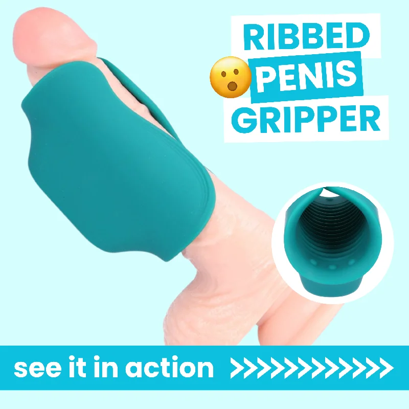 Vibrating Ribbed Silicone Penis Gripper Stroker | Rechargeable HJ & BJ Aide