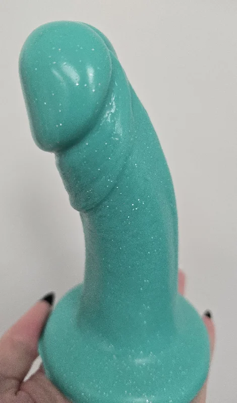 ONE OF A KIND Medium Bent Minty Green with Glitter