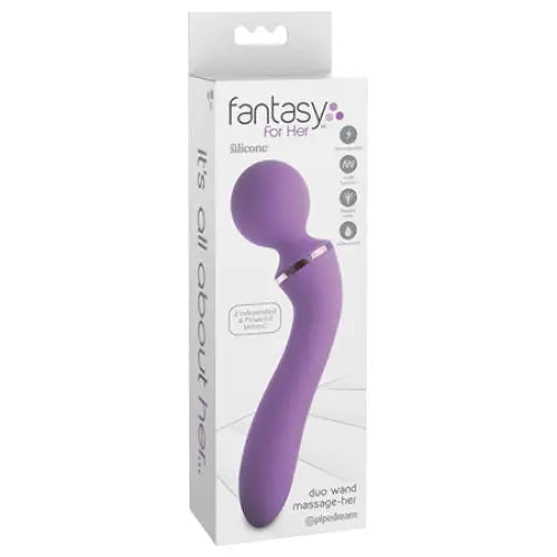 Pipedream Fantasy For Her Duo Wand Massage-Her Rechargeable Silicone Dual-Ended Vibrator Purple