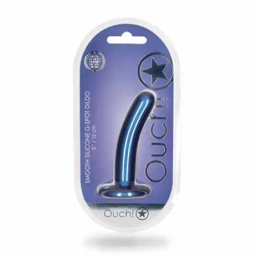 Shots Ouch! Smooth Silicone 5 in. G-Spot Dildo Metallic Blue