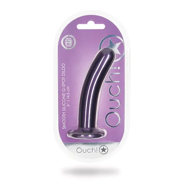 Shots Ouch! Smooth Silicone 6 in. G-Spot Dildo Metallic Purple