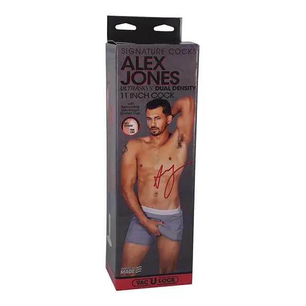 Signature Cocks Alex Jones ULTRASKYN 11 in. Dual Density Dildo with Removable Vac-U-Lock Suction Cup Tan