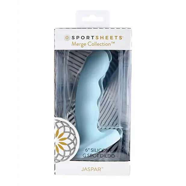 Sportsheets Merge Collection Jaspar 6 in. Silicone G-Spot Dildo with Suction Cup Aqua