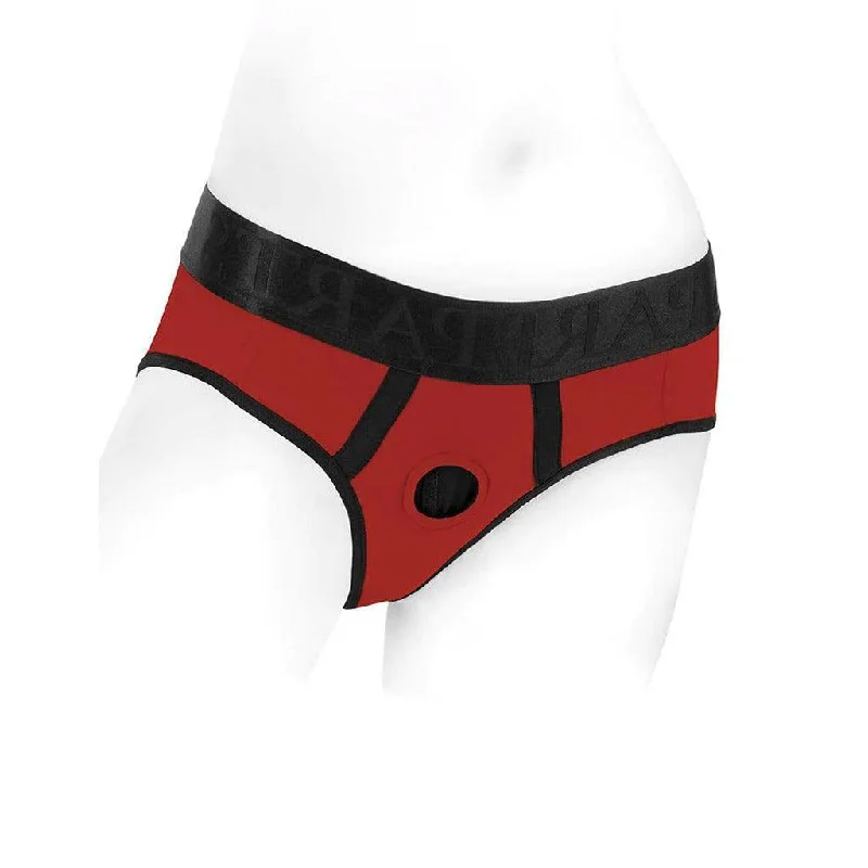 Tomboi Harness Red/Black Nylon Briefs by Spareparts