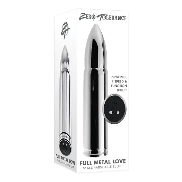 Zero Tolerance Full Metal Love Rechargeable Aluminum Bullet-Shaped Bullet Vibrator Silver