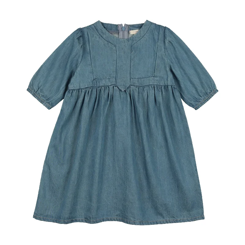 Analogie Denim Tencel Panel Dress Three Quarter Sleeve - Denim