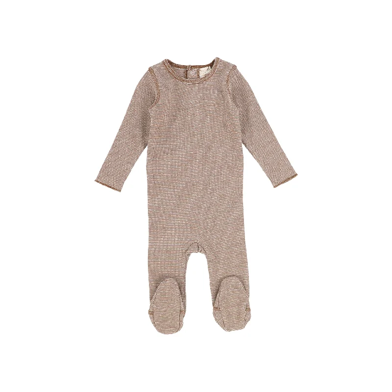 Analogie Mini Stripe Stitch Footie - Brown/White