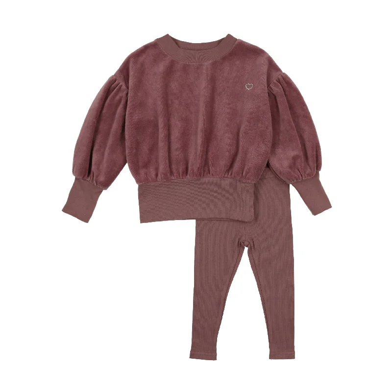 Analogie Velour Girls Set - Dusty Plum