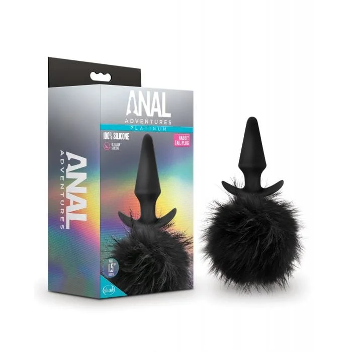 Blush Novelties - Anal Adventures Platinum Rabbit Tail Anal Plug (Black)