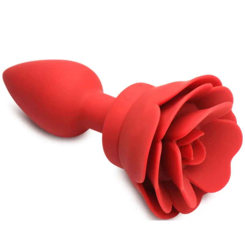 Rechargeable Silicone Vibrating Rose Anal Plug