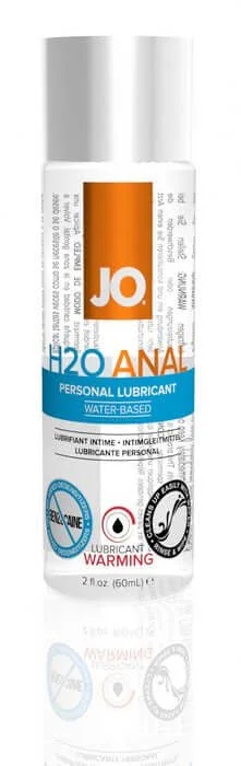 JO Anal H2O Warming Lubricant 2 oz | Water-Based, Long-Lasting, and Toy Safe