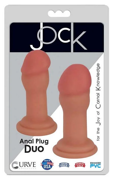 Jock Anal Plug Duo Vanilla 2-Pack Beige Butt Plugs with Suction Cup Base | Made in the USA