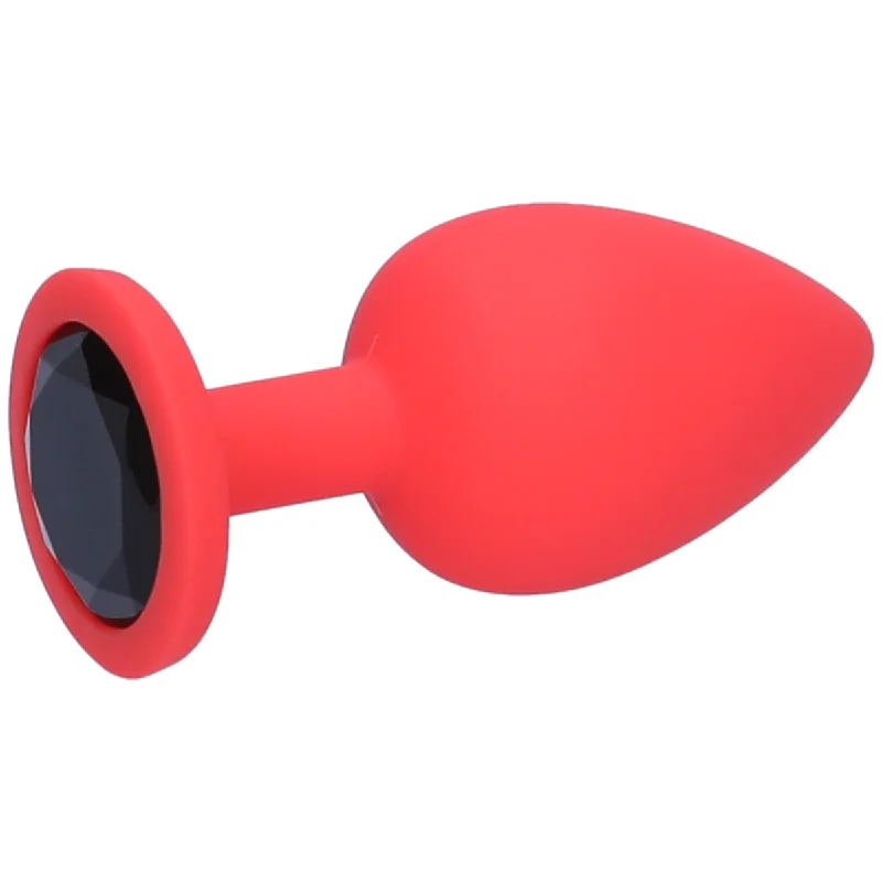 Red Silicone Jeweled Anal Plug - Available In 3 Sizes!