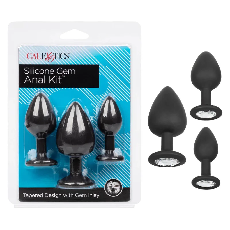 Discover the Ultimate Pleasure with our Silicone Gem Anal Kit - Black | Cal Exotics