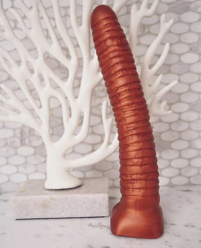 SquarePegToys® Worm - Long Anal Toy in SuperSoft Bronze Silicone