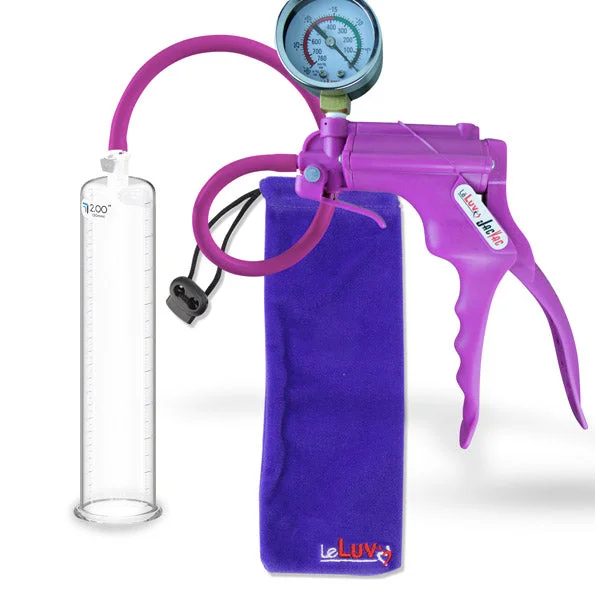 LeLuv JacVac Penis Pump - NPT Handle + Gauge - 9" Round Flange - [Purple-Green Handles on Shopify ONLY]