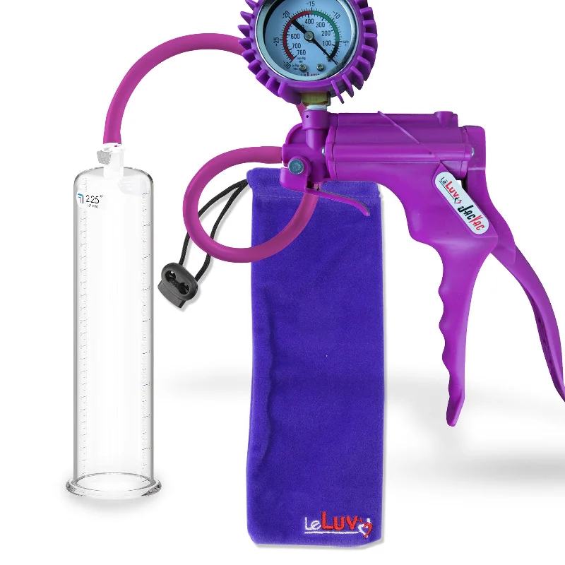 LeLuv JacVac Penis Pump - NPT Handle + Protected Gauge - 9" Round Flange - [Purple-Green Handles on Shopify ONLY]